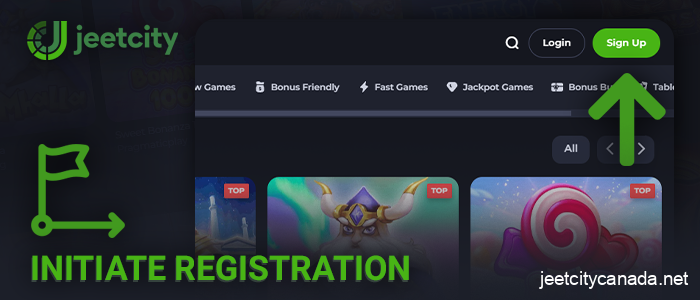 Click on the Jeetcity Casino registration button
